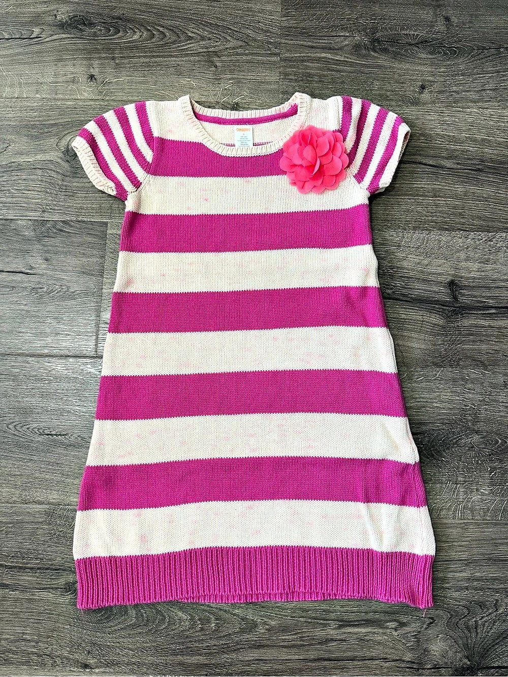 Gymboree Girls Striped Knit Dress Pink & cream color, Size 8